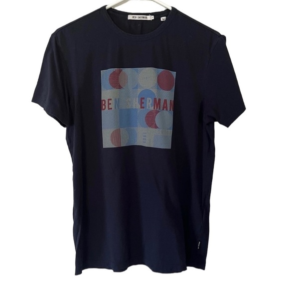 Men’s Ben Sherman Graphic T-shirt Tee Short Sleeved Size S Navy Blue Crew Neck - Picture 1 of 7